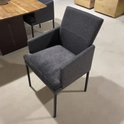 Wöstmann Stuhlsets|6er Set Sina 3 Bezug Stoff Forza Dark Grey 12305 Grau Metallgestell Schwarz Strukturgepulvert