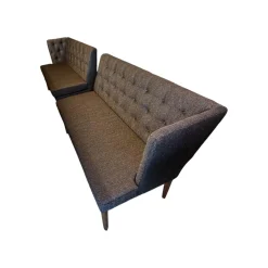 Bielefelder Werkstätten Bänke|2er Set Sitzbank Polo Petit Stoff Dedar Highlight 03 Notte Grau Füße Naturbaum