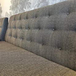 Bielefelder Werkstätten Bänke|2er Set Sitzbank Polo Petit Stoff Dedar Highlight 03 Notte Grau Füße Naturbaum