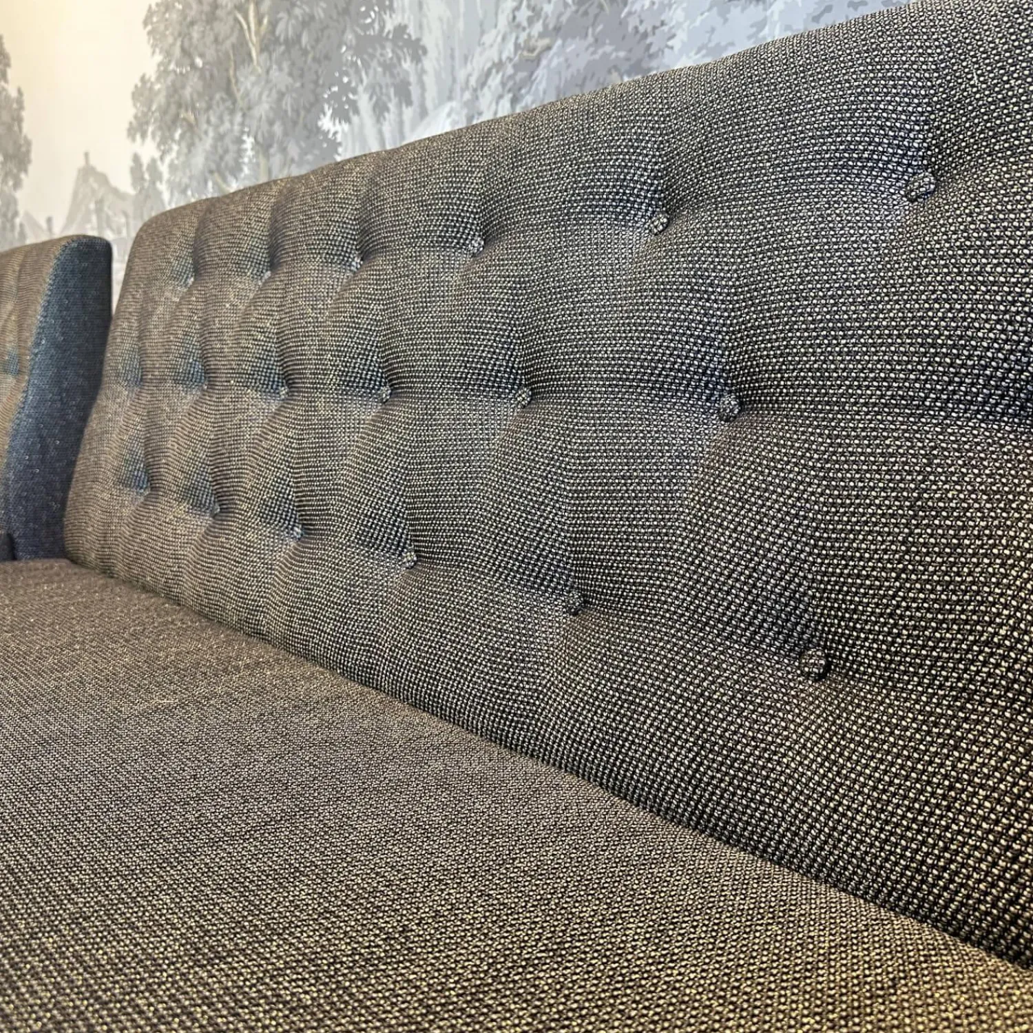 Bielefelder Werkstätten Bänke|2er Set Sitzbank Polo Petit Stoff Dedar Highlight 03 Notte Grau Füße Naturbaum