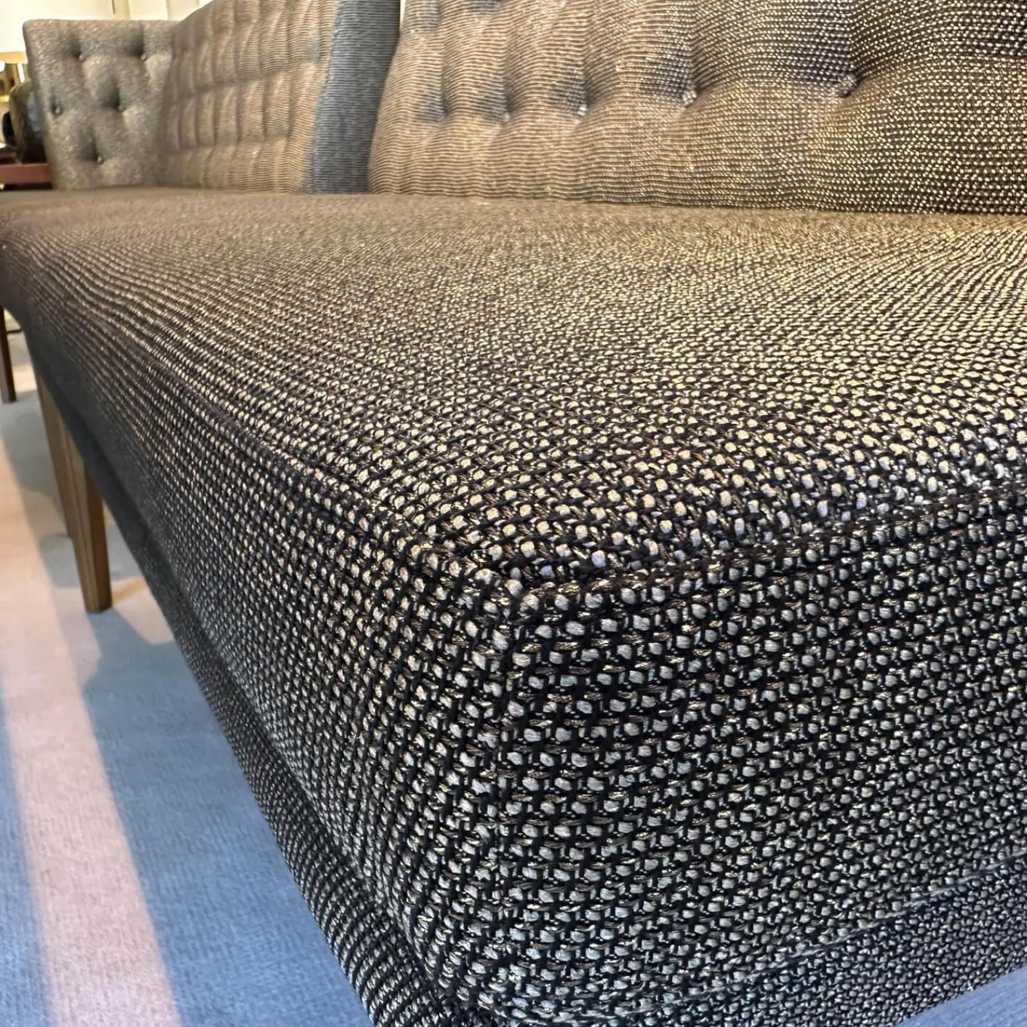 Bielefelder Werkstätten Bänke|2er Set Sitzbank Polo Petit Stoff Dedar Highlight 03 Notte Grau Füße Naturbaum