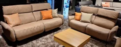 himolla Polstergruppen|2er Set Sofa 4151 Leder 27 Leonessa Desert Beige Metallkufe Anthrazit Mit Motorischer Wall Free Funktion Ohne Dekokissen