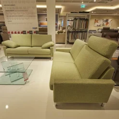 Erpo Polstergruppen|2er Set Sofa Classics 500 Bezug Stoff 2036.59 Monza Kufen Hochglanz Inklusive Kopfstütze Eckig Verstellbar