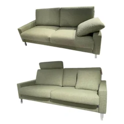 Erpo Polstergruppen|2er Set Sofa Classics 500 Stoff Monza 2036 59 Grün Kufen Metall Inklusive Kopfstütze Und Armlehnenkissen