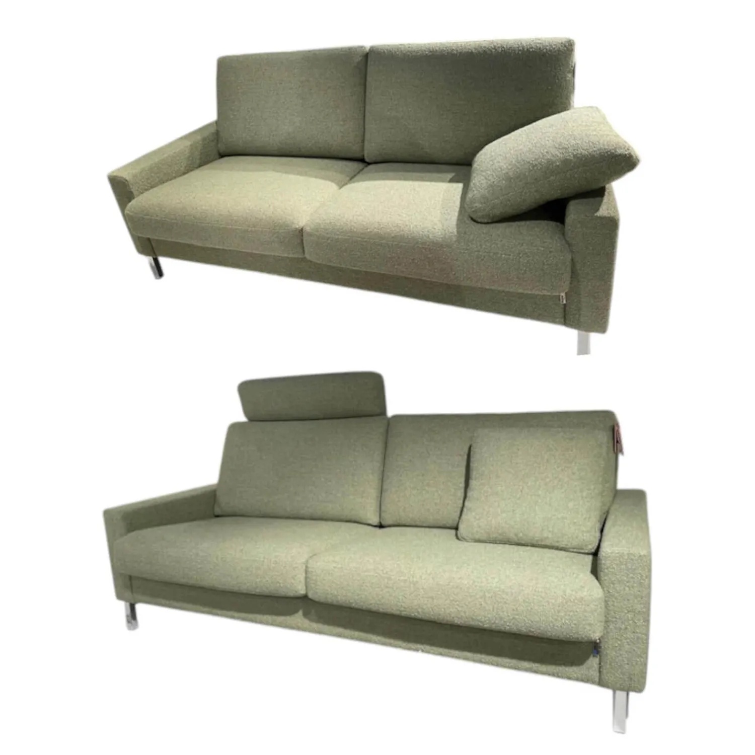 Erpo Polstergruppen|2er Set Sofa Classics 500 Stoff Monza 2036 59 Grün Kufen Metall Inklusive Kopfstütze Und Armlehnenkissen