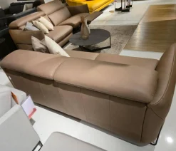 Calia Italia Polstergruppen|2er Set Sofa Confetto Leder Nature Terra 74 Braun Metallfuß Schwarz Matt Mit Relaxfunktion Und Kissen