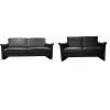 Puhlmann 2-Sitzer-Sofas|2er Set Sofa Gomera 404 Bezug Leder Savanna Schwarz