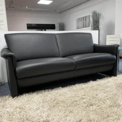 Puhlmann 2-Sitzer-Sofas|2er Set Sofa Gomera 404 Bezug Leder Savanna Schwarz