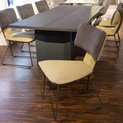 Hartmann Stuhlsets|6er Set Stühle Ella Kilva Außen Microfaser 52M Anthrazit Innen Flachgewebe 50F Beige Gestell Metall Schwarz Ohne Tisch