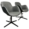 Walter Knoll Stuhlsets|2er Set Stühle Sheru Leder Congress 1441 Basalt Grau Außen Schwarz Gestell Matt Schwarz Pulverbeschichtet