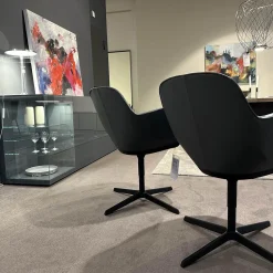Walter Knoll Stuhlsets|2er Set Stühle Sheru Leder Congress 1441 Basalt Grau Außen Schwarz Gestell Matt Schwarz Pulverbeschichtet