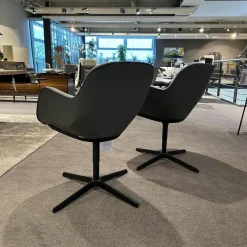 Walter Knoll Stuhlsets|2er Set Stühle Sheru Leder Congress 1441 Basalt Grau Außen Schwarz Gestell Matt Schwarz Pulverbeschichtet