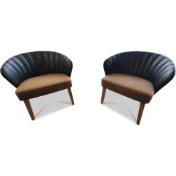 Hülsta Stuhlsets|2er Set Stühle Solid LDS37 Linea Braun Gestell Holz Massiv