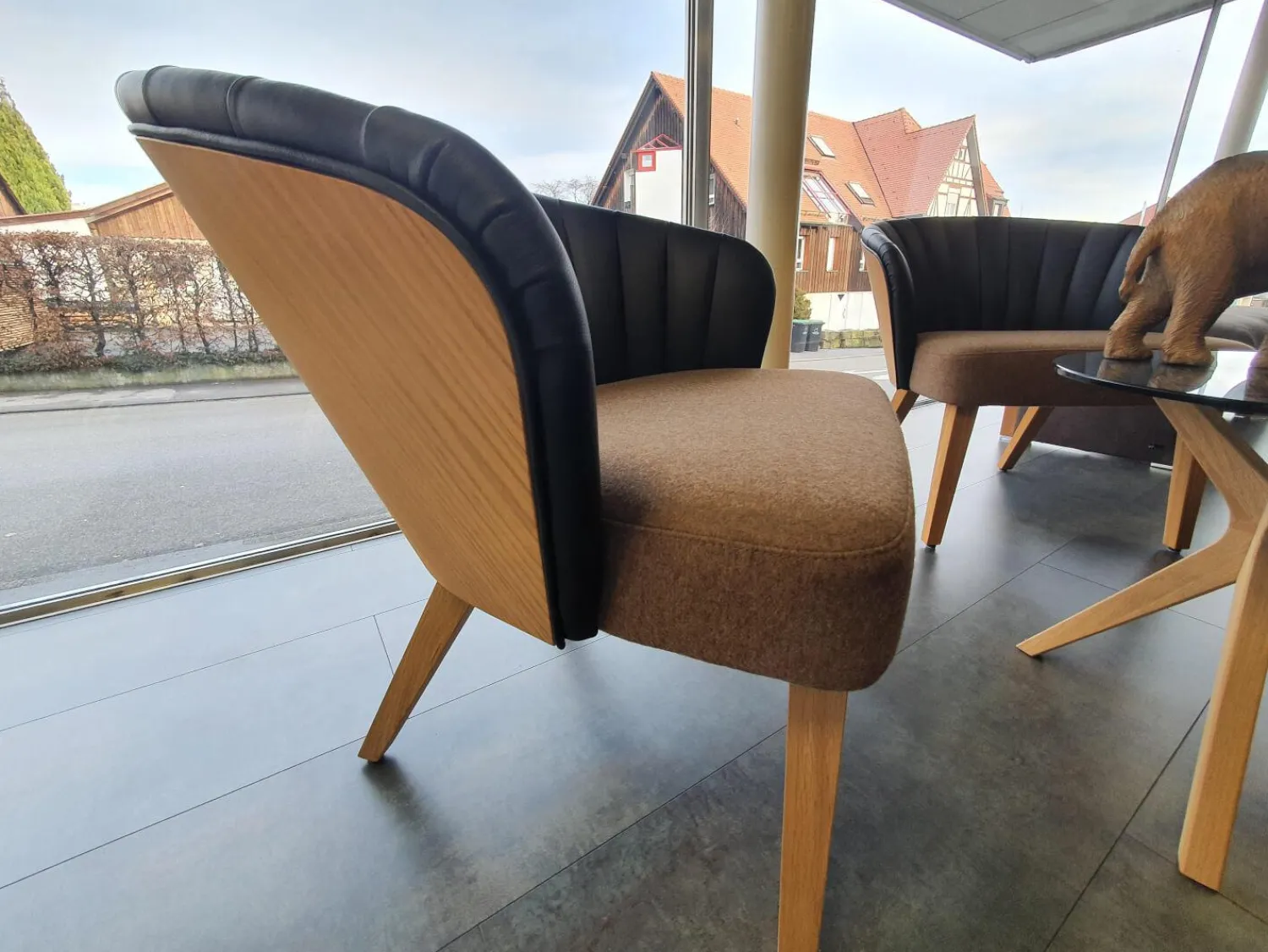 Hülsta Stuhlsets|2er Set Stühle Solid LDS37 Linea Braun Gestell Holz Massiv