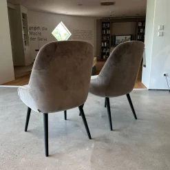 Walter Knoll Stuhlsets|2er Set Stuhl 1375 Stoff Harald 2 Mineral 242 Grau Füße Eiche Geflammt Geölt Mit Kunststoffgleitern