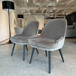 Walter Knoll Stuhlsets|2er Set Stuhl 1375 Stoff Harald 2 Mineral 242 Grau Füße Eiche Geflammt Geölt Mit Kunststoffgleitern