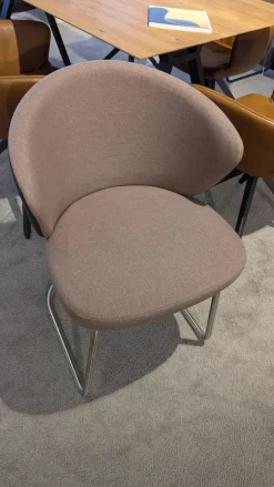 Venjakob Stuhlsets|6er Set Stuhl 2902 17ZA Kim Innen Stoff Amsterdam Rosa Außen Leder Amsterdam Anthrazit Gestell Metall Edelstahloptik