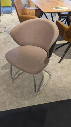 Venjakob Stuhlsets|6er Set Stuhl 2902 17ZA Kim Innen Stoff Amsterdam Rosa Außen Leder Amsterdam Anthrazit Gestell Metall Edelstahloptik