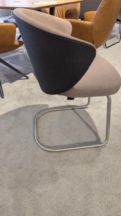 Venjakob Stuhlsets|6er Set Stuhl 2902 17ZA Kim Innen Stoff Amsterdam Rosa Außen Leder Amsterdam Anthrazit Gestell Metall Edelstahloptik