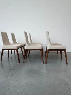 Giorgetti Stuhlsets|6er Set Stuhl Ala 52703 Stoff Tinto 6511 Avorio Beige Gestell Esche Getönt Nussbaum