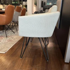 Rom Stuhlsets|2er Set Stuhl Alva Stoff Amiri Offwhite Weiß Füße Schwarz Mit Armlehnen