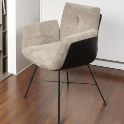 COR Stuhlsets|2-er Set Stuhl Alvo Stoff 8143 Taupe Schale Kunststoff Schwarz Drahtgestell Pulver Schwarz