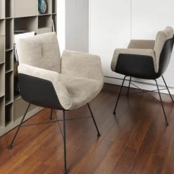 COR Stuhlsets|2-er Set Stuhl Alvo Stoff 8143 Taupe Schale Kunststoff Schwarz Drahtgestell Pulver Schwarz