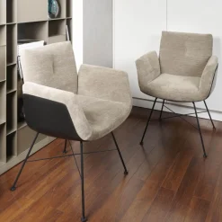 COR Stuhlsets|2-er Set Stuhl Alvo Stoff 8143 Taupe Schale Kunststoff Schwarz Drahtgestell Pulver Schwarz