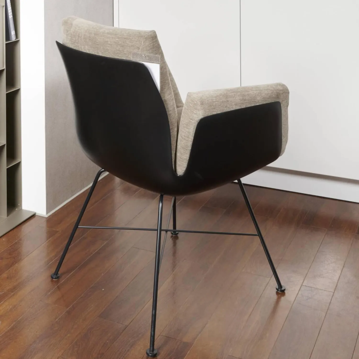 COR Stuhlsets|2-er Set Stuhl Alvo Stoff 8143 Taupe Schale Kunststoff Schwarz Drahtgestell Pulver Schwarz