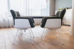 COR Stuhlsets|2er Set Stuhl Alvo Stoff 9042 Tannengrün Grün Gestell Schneeweiß Pulverbeschichtet