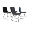 Freifrau Stuhlsets|4er Set Stuhl Amelie Stoff Sahco Safire 0002 Grau Schwarz Drahtgestell Tiefschwarz