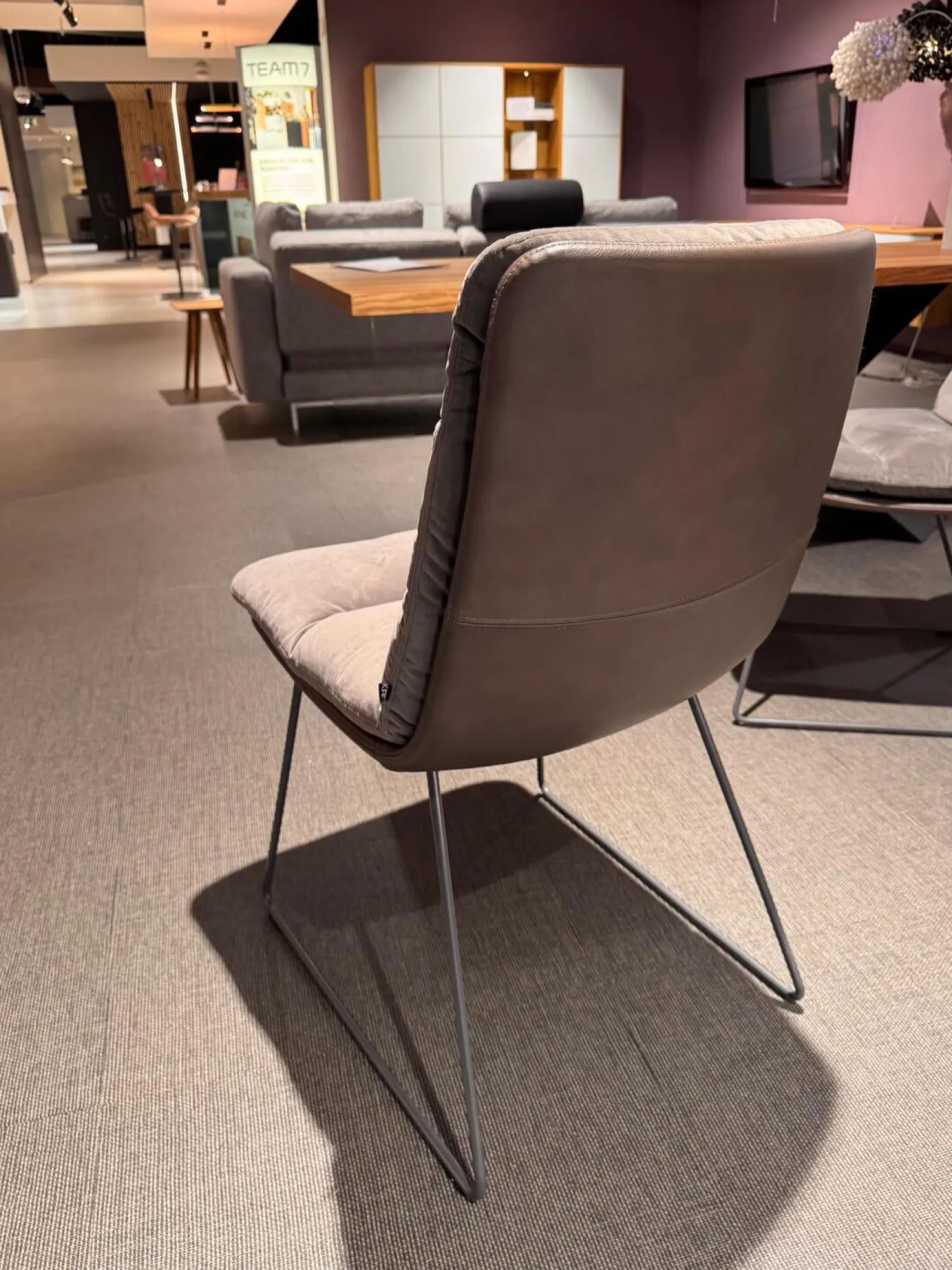 KFF Stuhlsets|6er Set Stuhl Arva Leder Dakota 6006 Grey Drahtkufengestell Metall Eisenblank Grau Lackiert