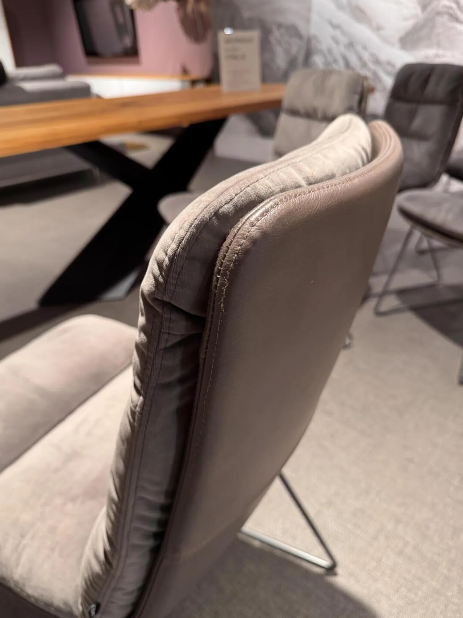 KFF Stuhlsets|6er Set Stuhl Arva Leder Dakota 6006 Grey Drahtkufengestell Metall Eisenblank Grau Lackiert