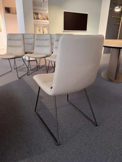 KFF Stuhlsets|6er Set Stuhl Arva Light Leder Belo Horizonte Steingrau 1651 Grau Drahtkufengestell Macadamia M11 Braun