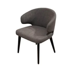 Minotti Stuhlsets|4er Set Stuhl Aston Stoff Nakano Grau Gestell Holz Mokka Braun Schwarz Lackiert