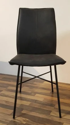 Niehoff Stuhlsets|6er Set Stuhl Capri Stoff Vintage-Microfaser Aberdeen Anthrazit Gestell Roheisen Geschwärzt