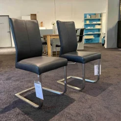 Carega Design Stuhlsets|2er Set Stuhl Carla Leder Toledo Nero Schwarz Freischwinger