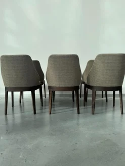 Molteni & C Stuhlsets|6er Set Stuhl Chelsea Stoff Wizard W33Q3 Grau Braun Gestell Massivholz Eucalyptus Gebeizt