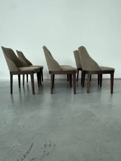 Molteni & C Stuhlsets|6er Set Stuhl Chelsea Stoff Wizard W33Q3 Grau Braun Gestell Massivholz Eucalyptus Gebeizt