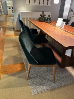 Riva1920 Stuhlsets|6er Set Stuhl Cloe Stoff Harald Smaragd Grün Rücken Gesteppt Füße Nussbaum Geölt