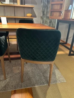 Riva1920 Stuhlsets|6er Set Stuhl Cloe Stoff Harald Smaragd Grün Rücken Gesteppt Füße Nussbaum Geölt