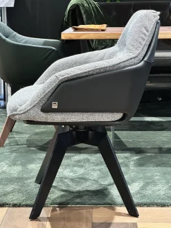 Bielefelder Werkstätten Stuhlsets|2er Set Stuhl Daron Dining Außen Leder Normandie 1 Schwarz Innen Stoff Yoko BW1727 191 Schwarz Weiß Holzgestell Eiche Massiv Schwarz Gebeizt