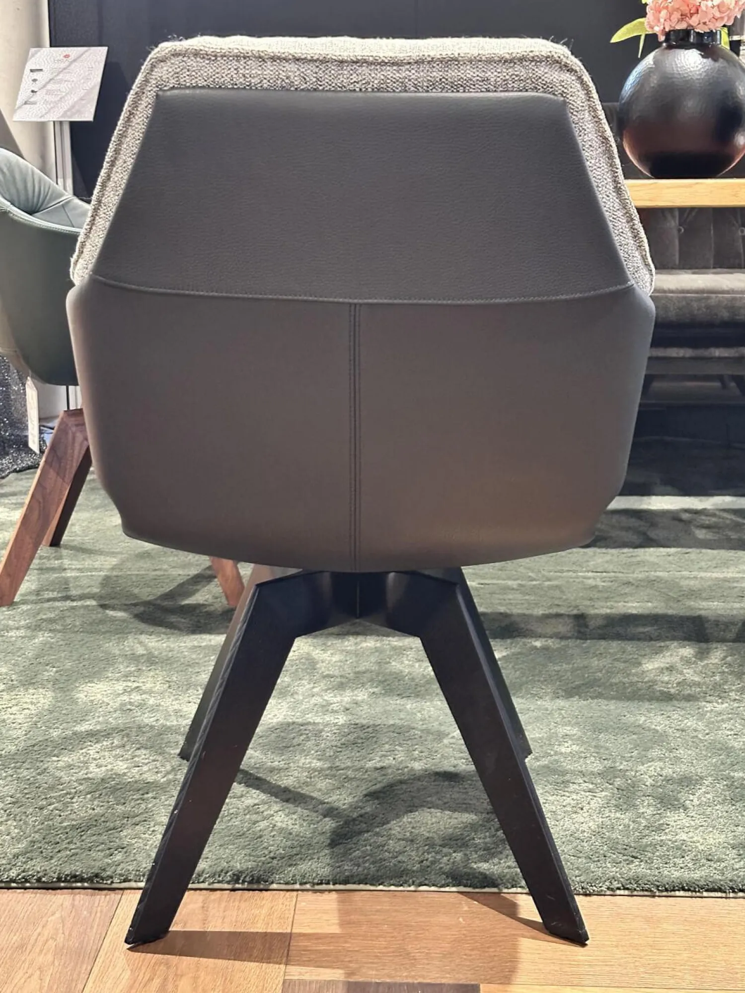 Bielefelder Werkstätten Stuhlsets|2er Set Stuhl Daron Dining Außen Leder Normandie 1 Schwarz Innen Stoff Yoko BW1727 191 Schwarz Weiß Holzgestell Eiche Massiv Schwarz Gebeizt