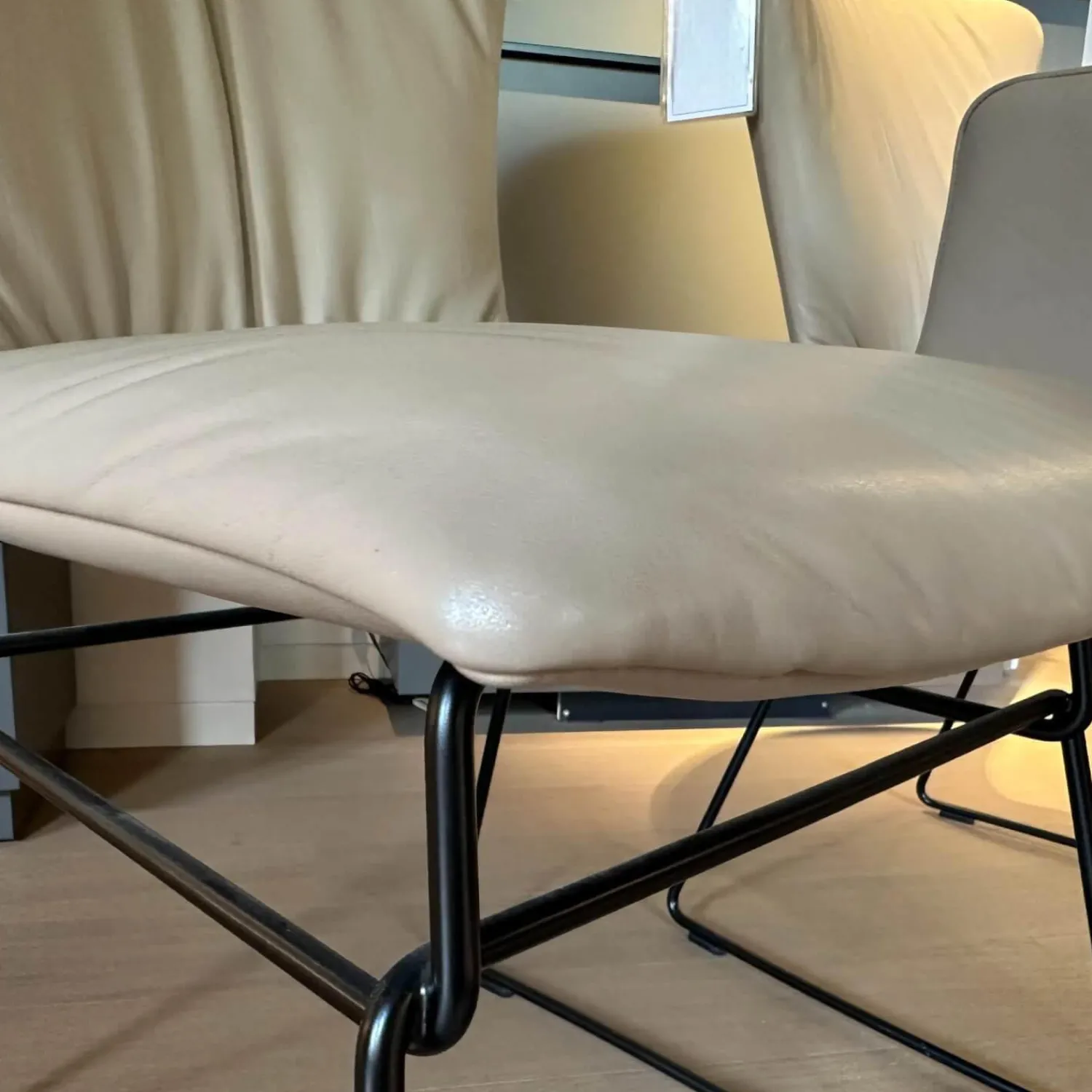 Draenert Stuhlsets|2er Set Stuhl Dexter 2057 Leder 3 Select 12 Schlamm Braun Grau Drahtgestell Schwarz Mit PVC Gleitern