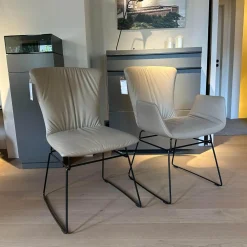 Draenert Stuhlsets|2er Set Stuhl Dexter 2057 Leder 3 Select 12 Schlamm Braun Grau Drahtgestell Schwarz Mit PVC Gleitern