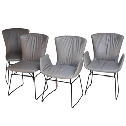 Draenert Stuhlsets|4er Set Stuhl Dexter 2057-I Leder II Elmosoft 11049 Grau Drahtgestell Schwarz