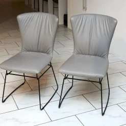 Draenert Stuhlsets|4er Set Stuhl Dexter 2057-I Leder II Elmosoft 11049 Grau Drahtgestell Schwarz