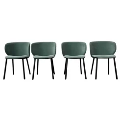 Kristalia Stuhlsets|4er Set Stuhl Dua Stoff Erimiti Regal E036 Grün Grau Gestell Holz Schwarz Lackiert