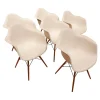 Vitra Stuhlsets|6er Set Stuhl Eames Plastic Armchair DAW Polypropylen Weiß Holzuntergestell Ahorn Gelblich Mit Verstrebungen