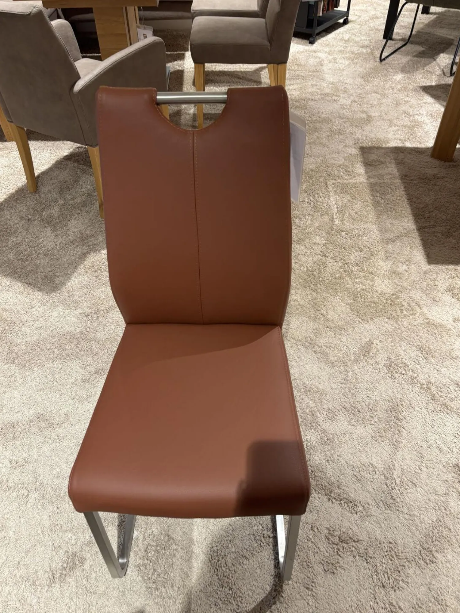 Carega Design Stuhlsets|6er Set Stuhl Emma Leder Toledo II Terra Braun Gestell Edelstahl Quadratisch